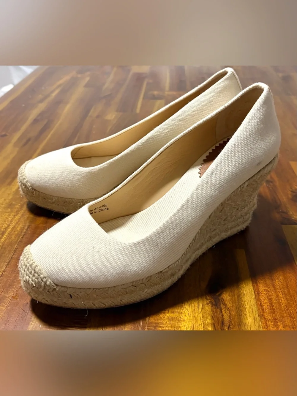 J. Crew Cream Canvas Espadrille Flats , natural fabric and genuine leather.